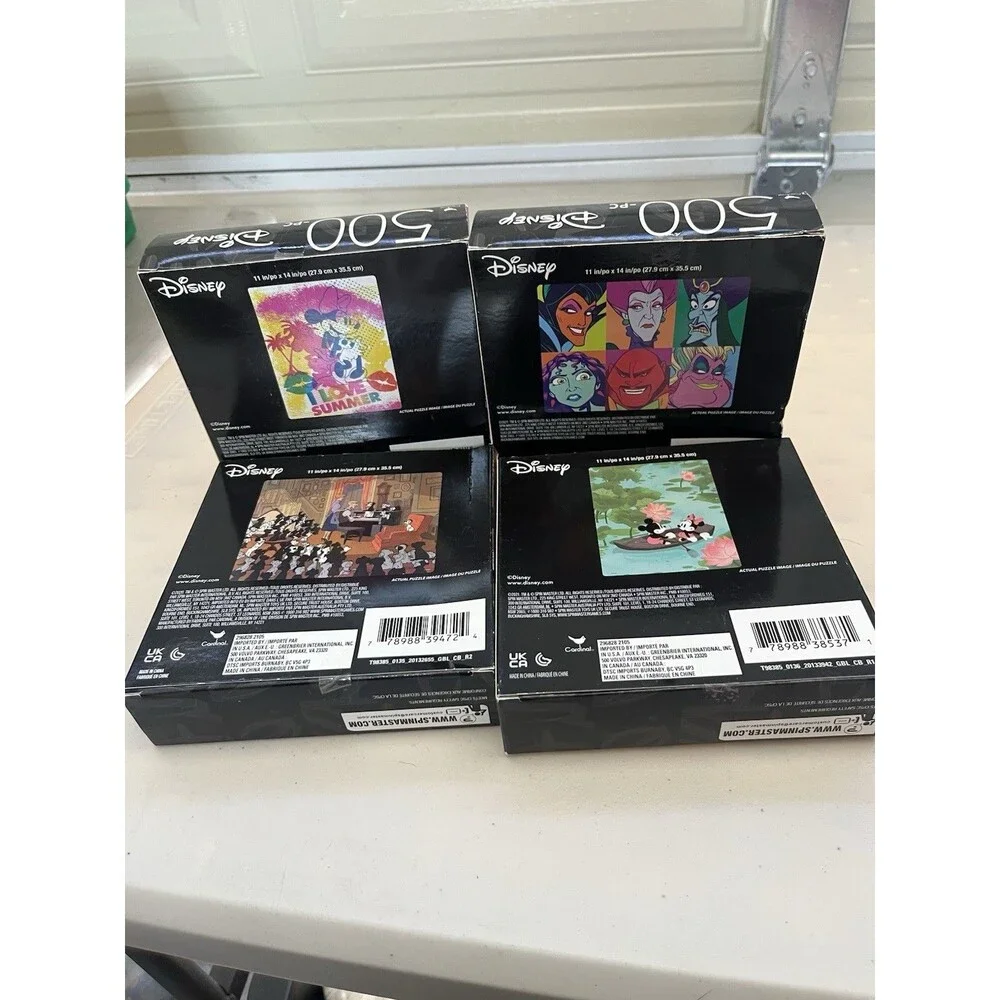 Disney Puzzle Lot 4 Spin Master  500pc Minnie Dalmation Villains Mickey&Minnie